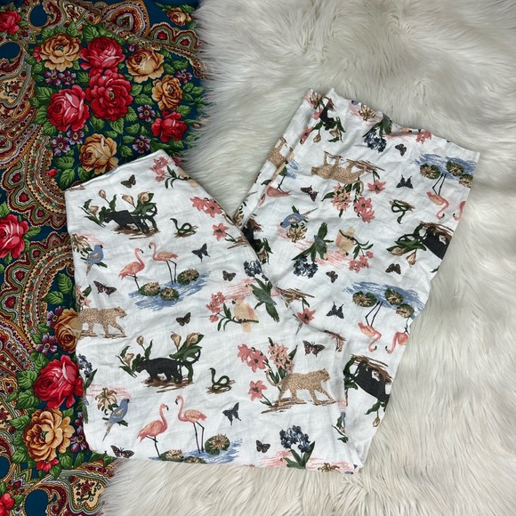 Reformation 100% linen pants safari animal print size 6 - Picture 6 of 12